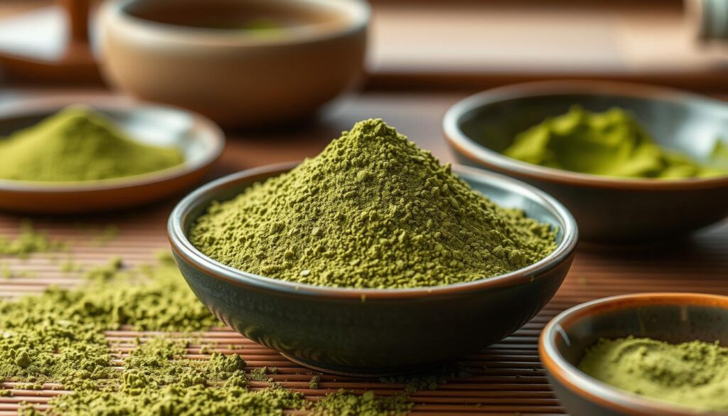 Generate an image of high-quality matcha tea powder