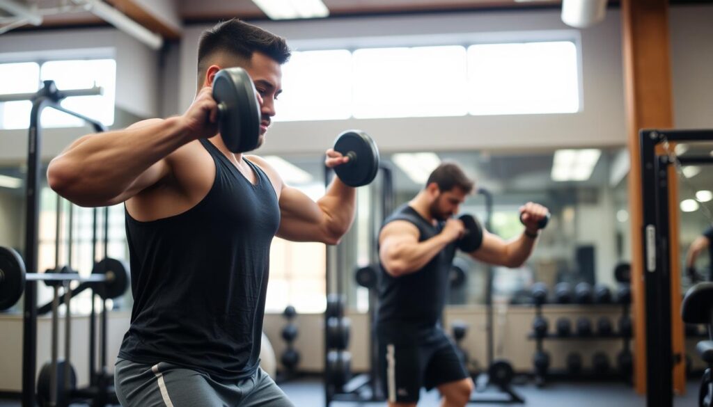 Image of a person performing strength-building exercises
