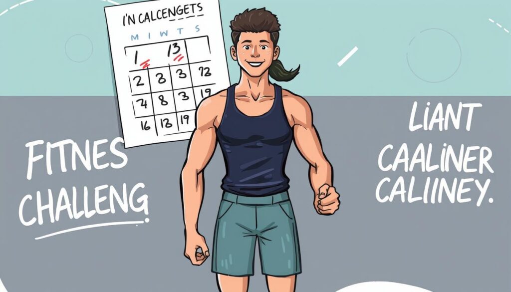 Image of a person starting a fitness journey, with a calendar or planner in the background highlighting a 7-day challenge.