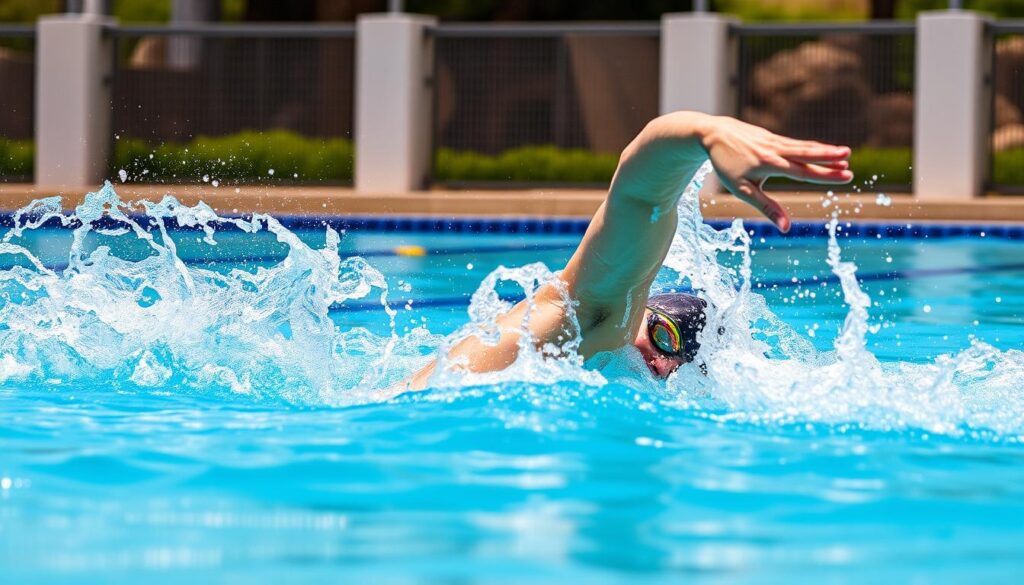 Image of a person swimming freestyle in a pool