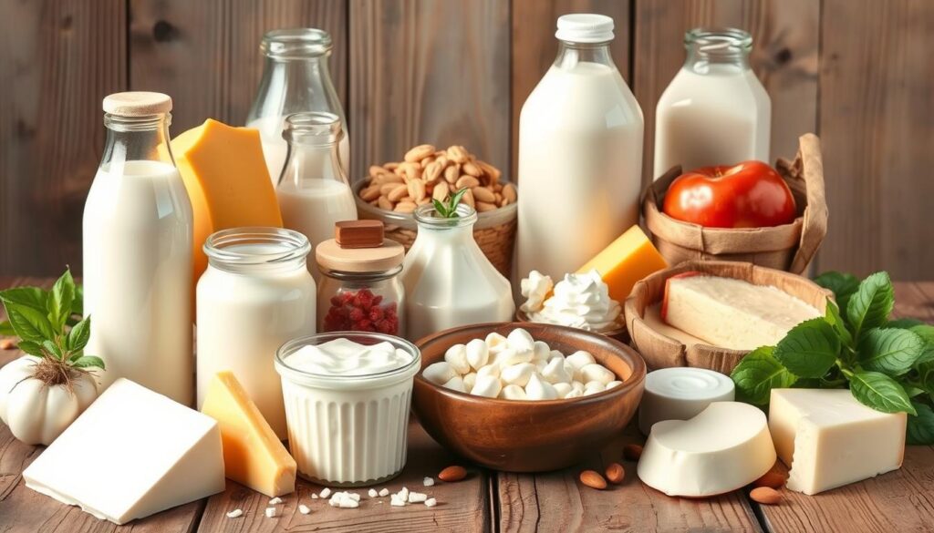 Image of various dairy products and plant-based alternatives
