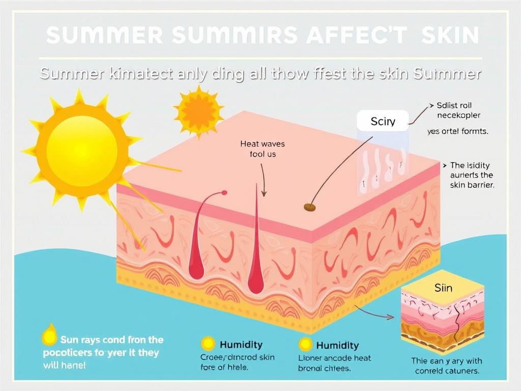 Diagram showing how summer conditions affect sensitive skin Diagram showing how summer conditions affect sensitive skin