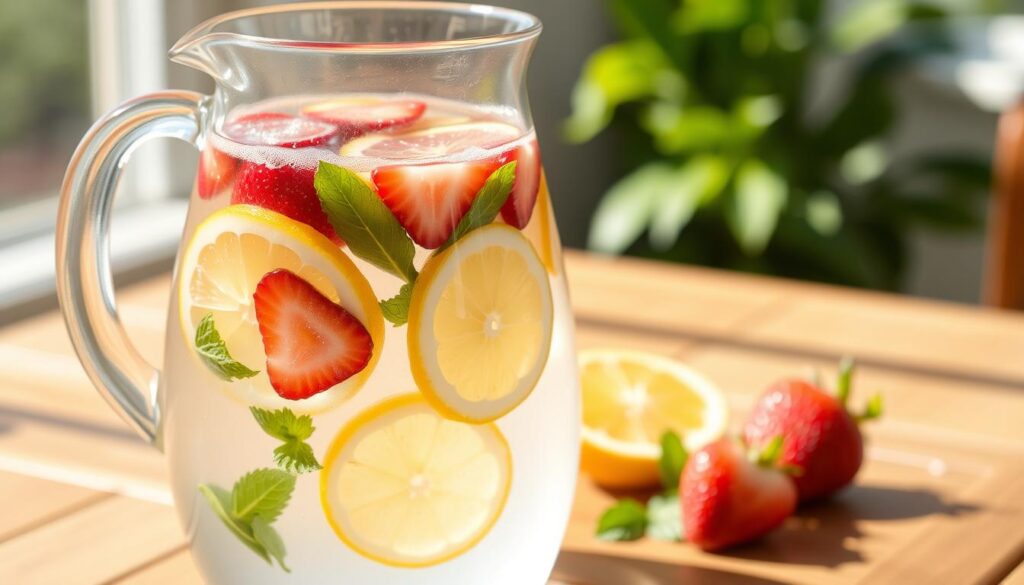 Image of a glass pitcher with infused water