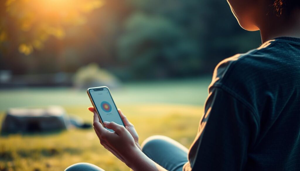 Image of a person using a mindfulness app on their phone