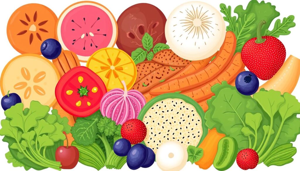 Image of a variety of fortified vegan foods