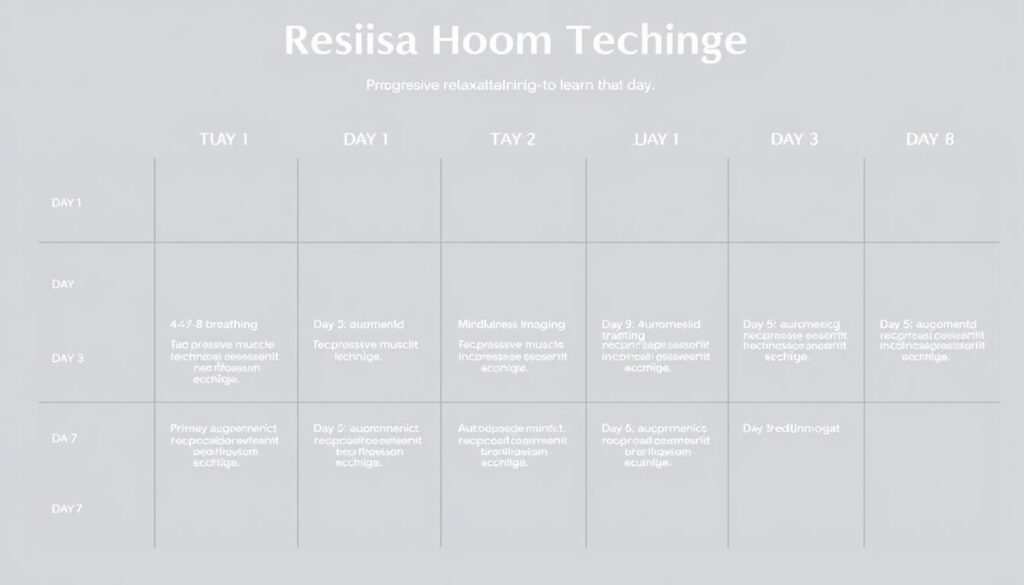 7-day calendar showing relaxation technique schedule - relaxation techniques for insomnia anxiety and better sleep 7-day calendar showing relaxation technique schedule - relaxation techniques for insomnia anxiety and better sleep