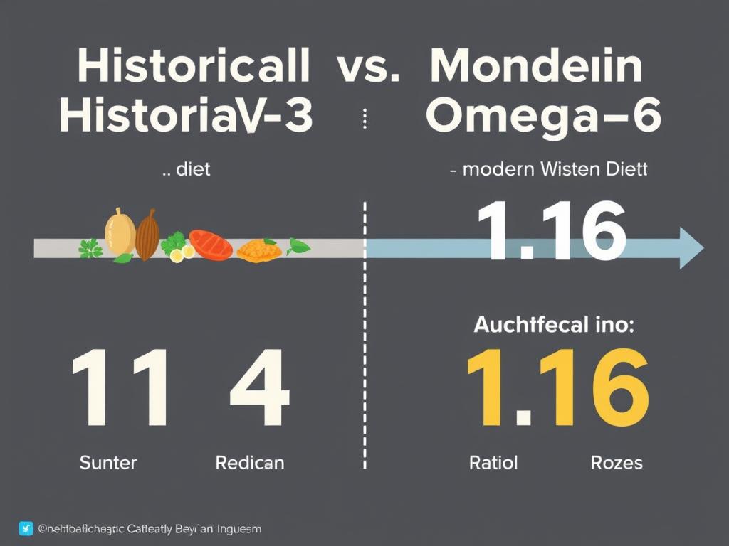 Graph showing historical vs. modern omega-3 to omega-6 ratios Graph showing historical vs. modern omega-3 to omega-6 ratios