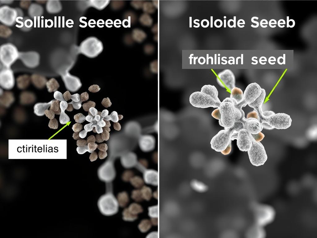 Microscopic view of soluble and insoluble fiber from chia seeds and flaxseeds Microscopic view of soluble and insoluble fiber from chia seeds and flaxseeds