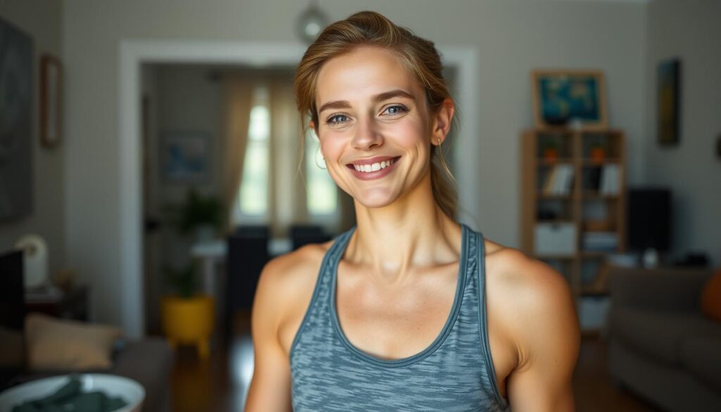 Person completing 15 minute cardio workout for beginners at home Person completing 15 minute cardio workout for beginners at home
