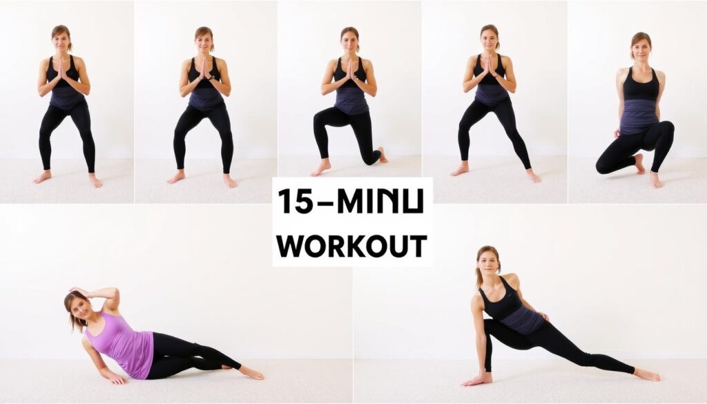 Person demonstrating the 15 minute cardio workout for beginners with no equipment Person demonstrating the 15 minute cardio workout for beginners with no equipment