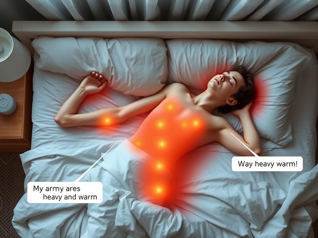 Person practicing autogenic training with focus on body sensations - relaxation techniques for insomnia anxiety and better sleep Person practicing autogenic training with focus on body sensations - relaxation techniques for insomnia anxiety and better sleep