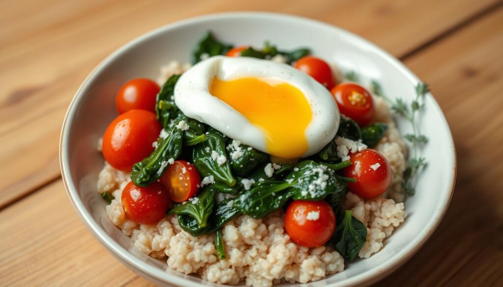 Savory oatmeal with egg and vegetables as sugar free options for diabetics Savory oatmeal with egg and vegetables as sugar free options for diabetics