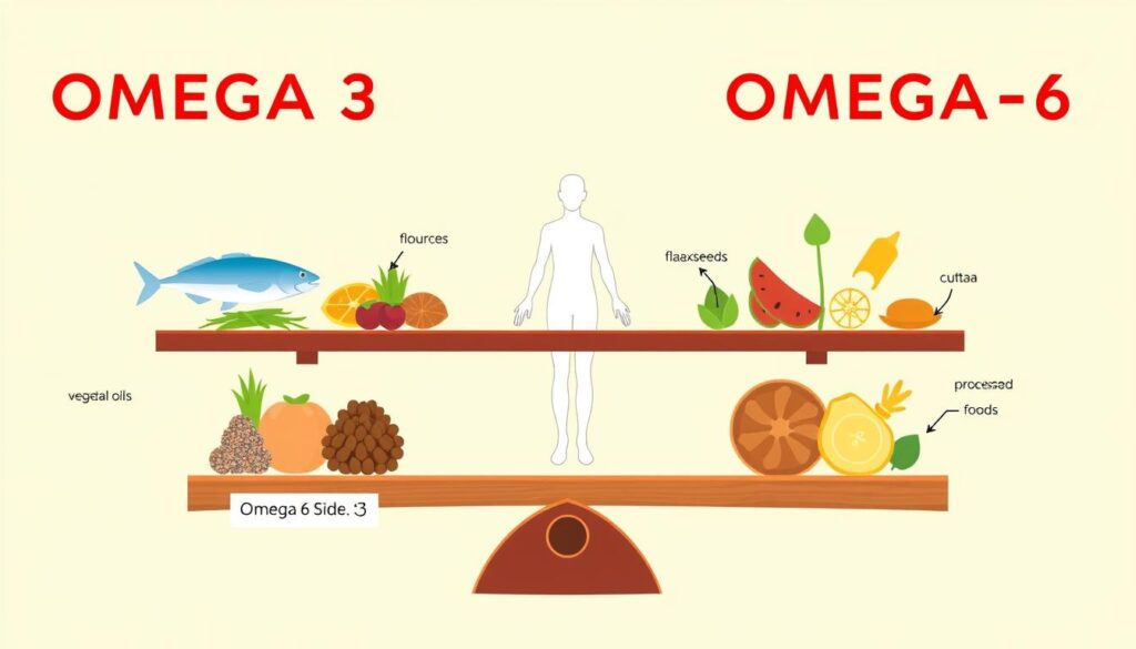 Seesaw illustration representing omega-3 and omega-6 balance Seesaw illustration representing omega-3 and omega-6 balance