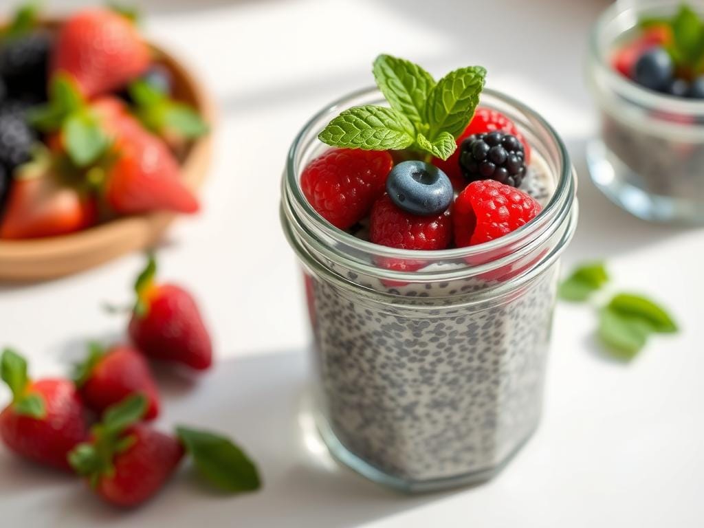 Chia seed pudding with berries for weight loss breakfast Chia seed pudding with berries for weight loss breakfast